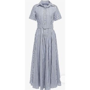 NWOT Gül Hürgel Gul Hurgel Striped Striped Blue White Belted Maxi Shirt Dress